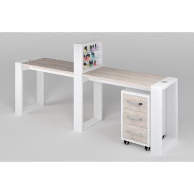 Двухместный маникюрный стол &quot;Matrix&quot; с подставкой для лаков и тумбой